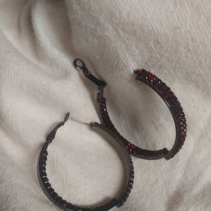 Elegant Red Crystal Hoop Earrings